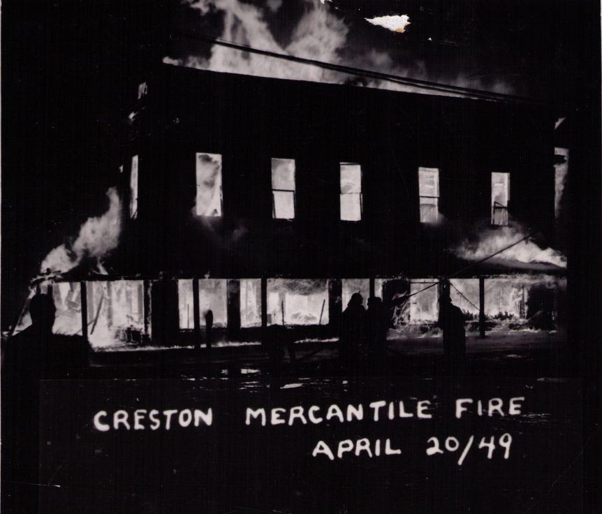 Creston Mercantile Fire, 1949, Creston BC